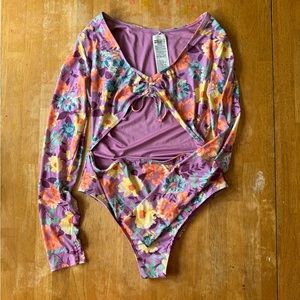 Billabong The Salty Blonde Halleys Garden Long Sleeve One Piece Swimsuit